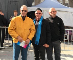 From left to right David Ralston, Edward Dunne and Michael Borden attending the NYC AIDS Memorial tribute in honor of their friends who died of the disease. Photo by Kemi Osukoya